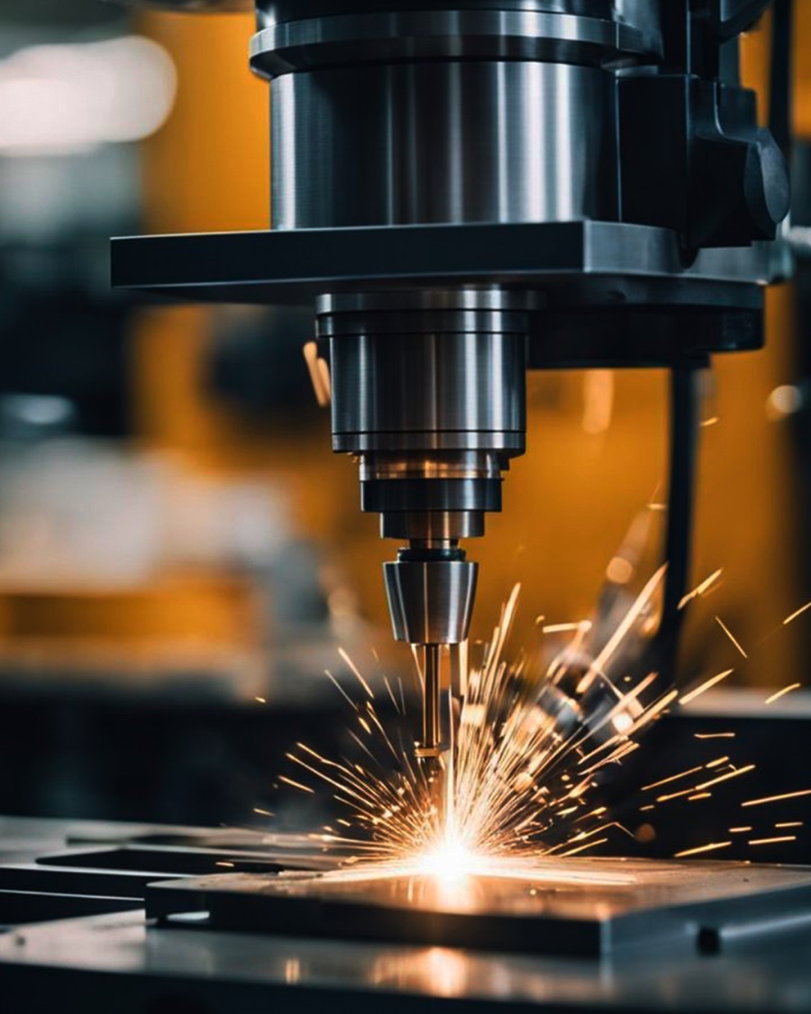 Chão de fábrica de indústria em operação, com equipe técnica